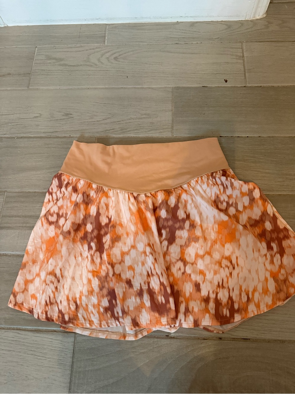 aerie Peach and Orange Printed Mini Skirt